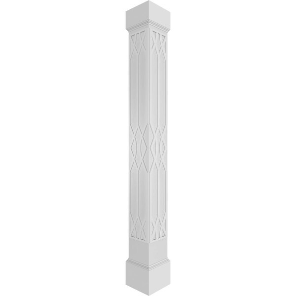 Ekena Millwork Craftsman Classic Square Non-Tapered Riviera Fretwork Column w/ Mission Capital & Mission Base CC1209ENRIVMIMI - main